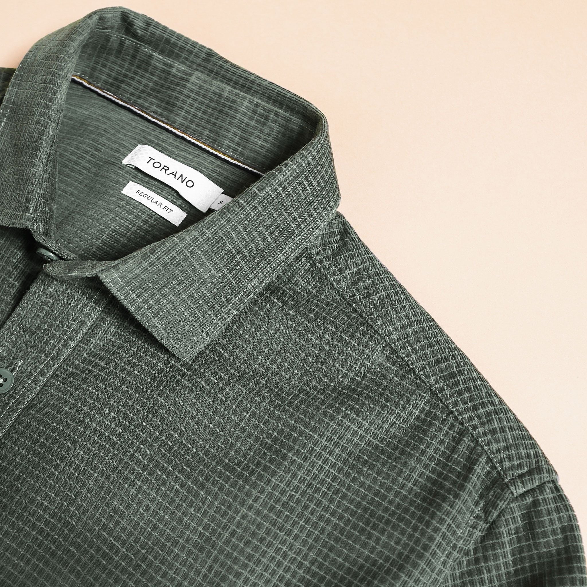  Sơ mi dài tay nhung tăm regularfit thêu logo ngực GATB302 