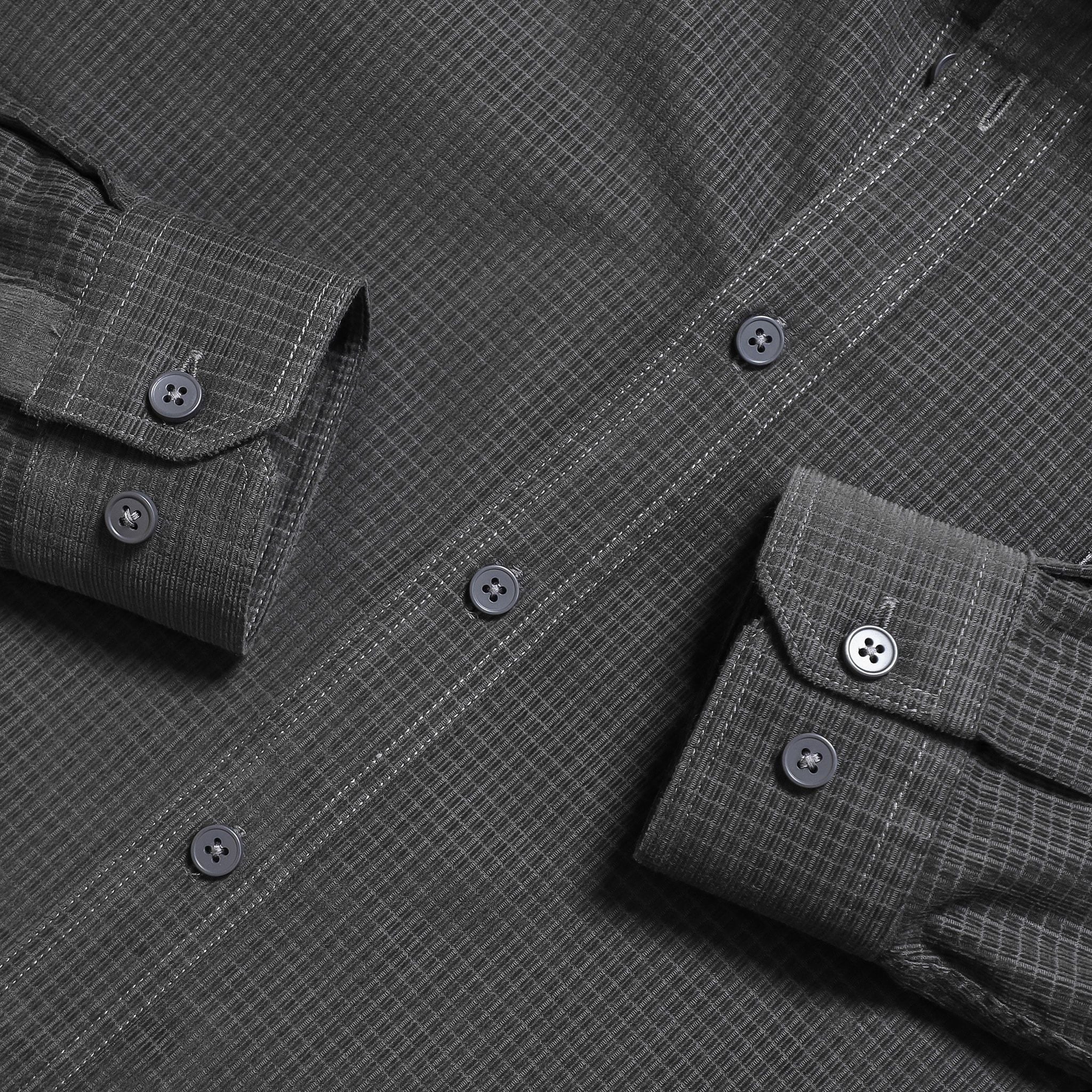  Sơ mi dài tay nhung tăm regularfit thêu logo ngực GATB302 