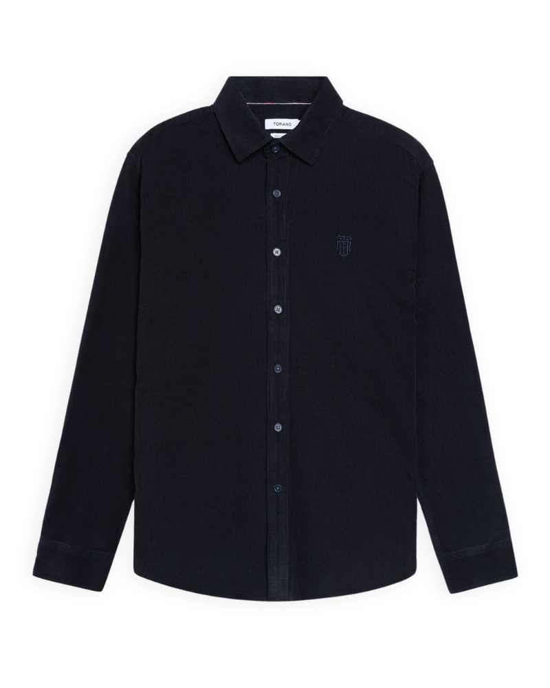  Sơ mi dài tay nhung tăm regularfit thêu logo ngực GATB301 