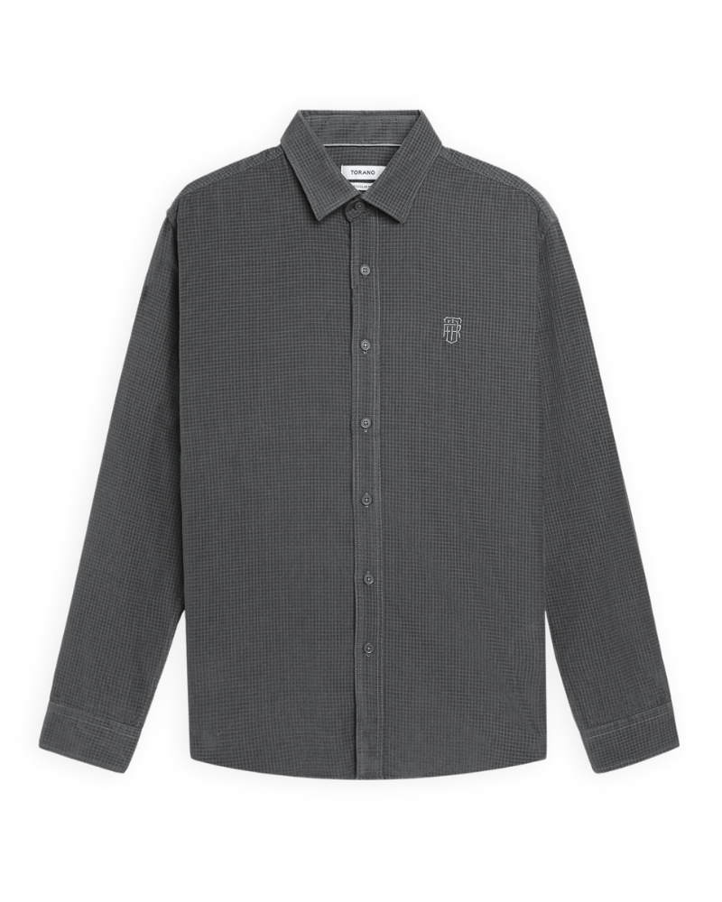  Sơ mi dài tay nhung tăm regularfit thêu logo ngực GATB302 