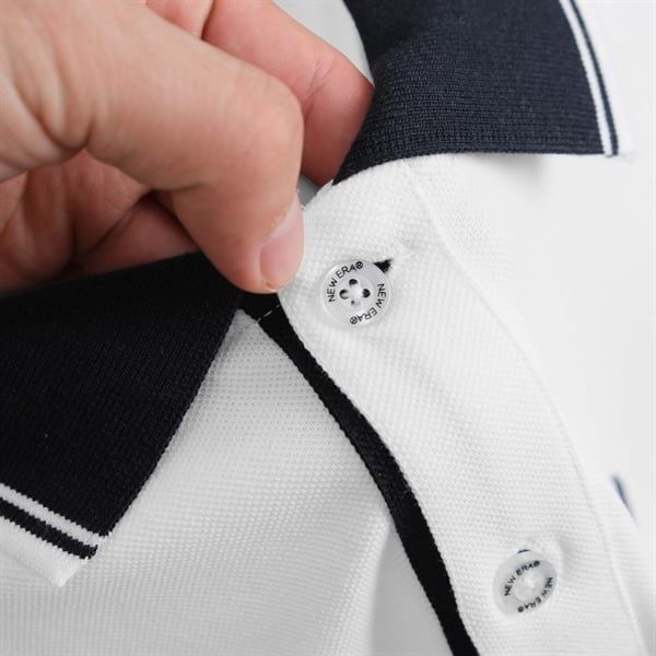  Polo New Era NY Trắng Cổ Viền Đen 