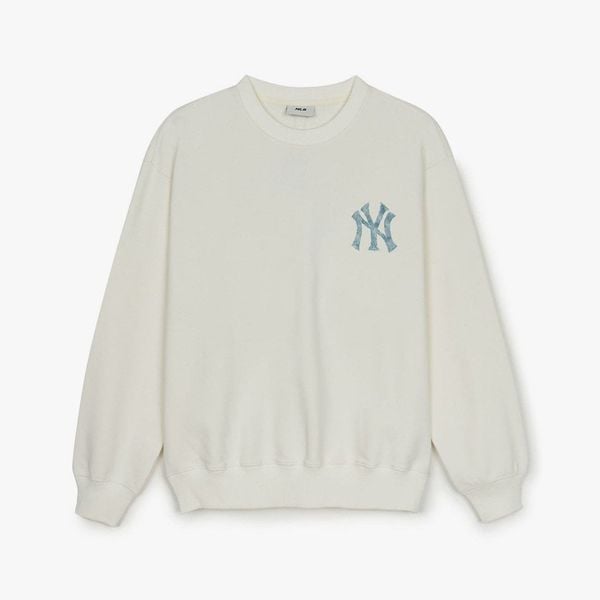  Sweater MLB Mono Denim Trắng 3AMTM0851 