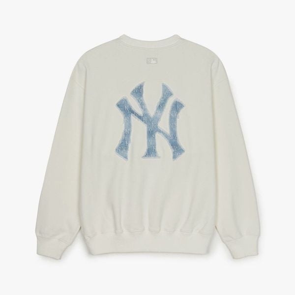  Sweater MLB Mono Denim Trắng 3AMTM0851 