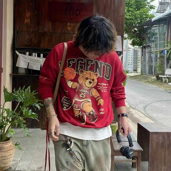  Sweater Agony Gấu Đỏ Đô Chính Hãng Phân Phối Bởi Fox Sneaker 