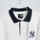  Polo New Era NY Trắng Cổ Viền Đen 