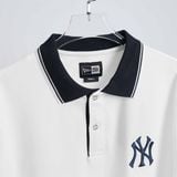  Polo New Era NY Trắng Cổ Viền Đen 
