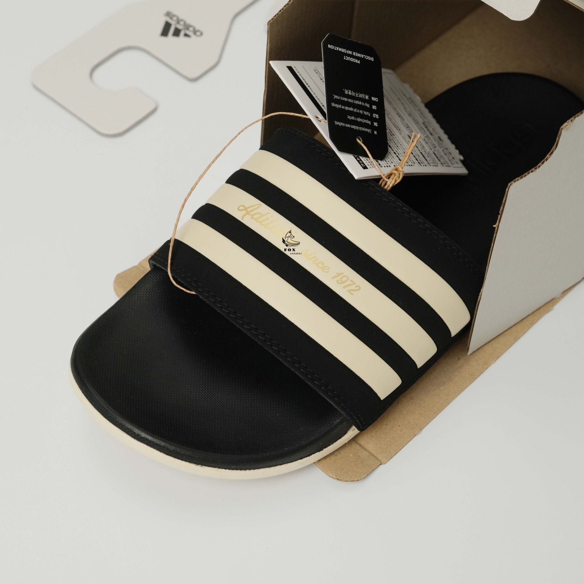  Dép Adidas Comfort - RETRO 1972 Đen Sọc Kem Hàng Chính Hãng CODE: GW5969 