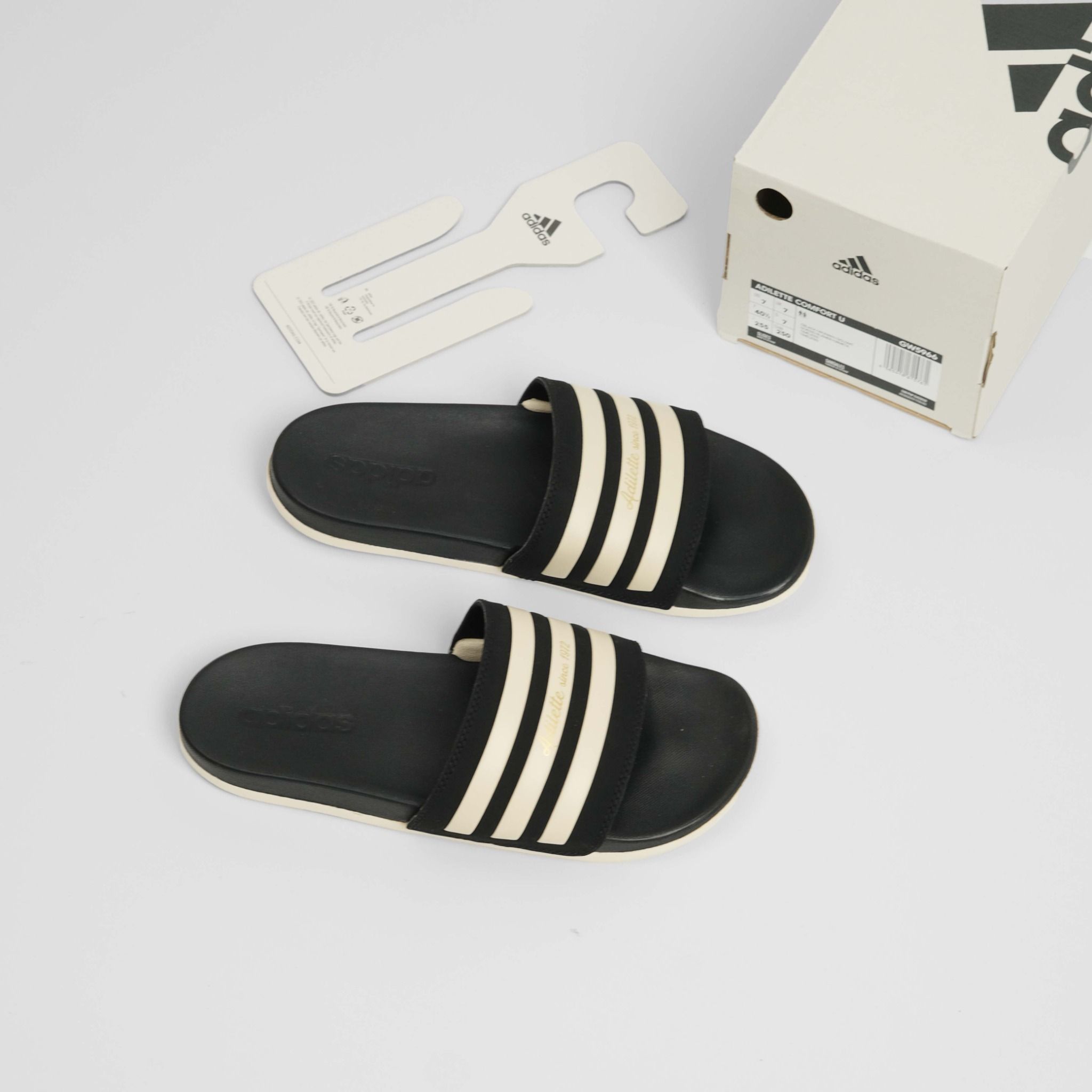  Dép Adidas Comfort - RETRO 1972 Đen Sọc Kem Hàng Chính Hãng CODE: GW5969 