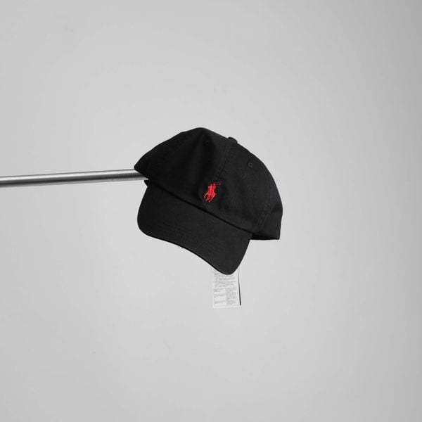  Mũ Nón Ralph Lauren Màu Đen Logo Đỏ 