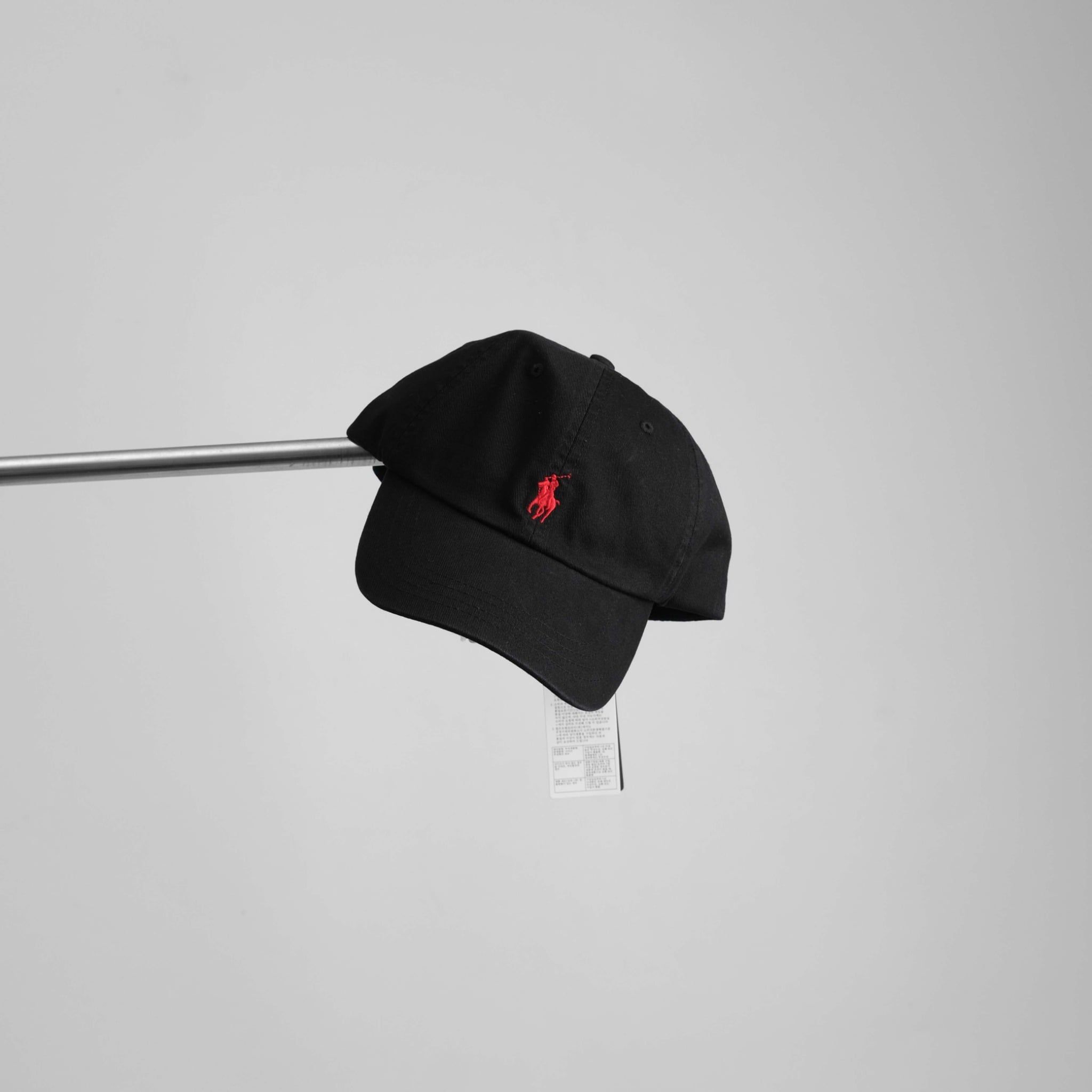  Mũ Nón Ralph Lauren Màu Đen Logo Đỏ 