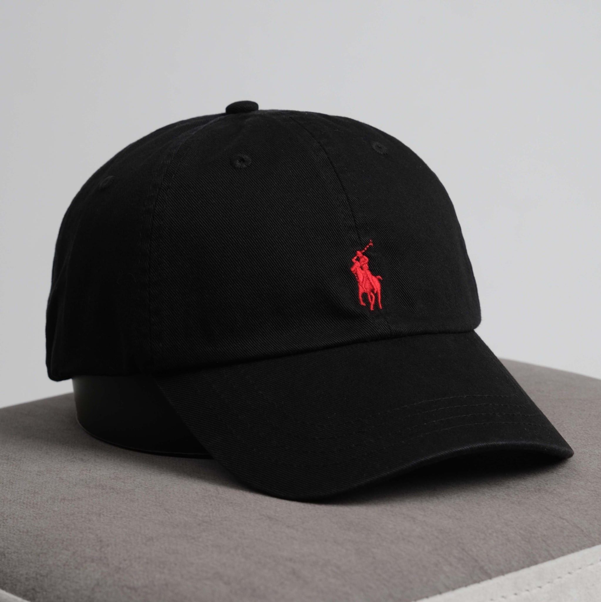  Mũ Nón Ralph Lauren Màu Đen Logo Đỏ 