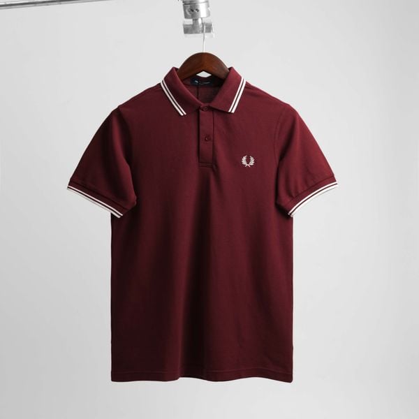  Polo Fred Perry Đỏ Mận Viền Hàng Chính Hãng 