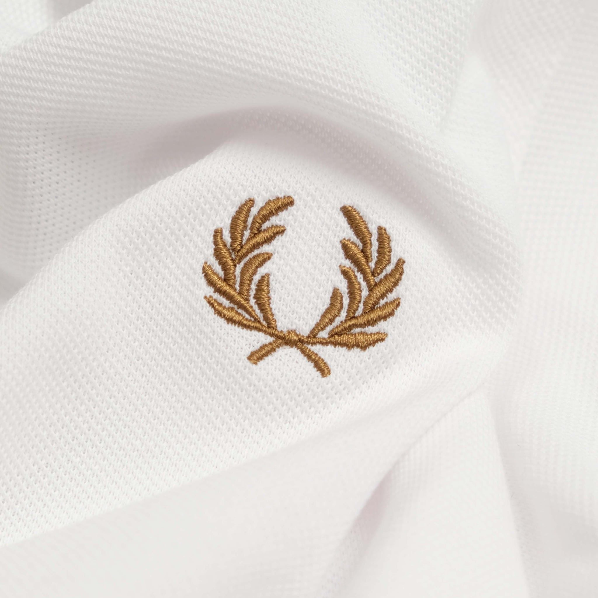  Polo Fred Perry Trắng Viền Xanh Nâu Hàng Chính Hãng 