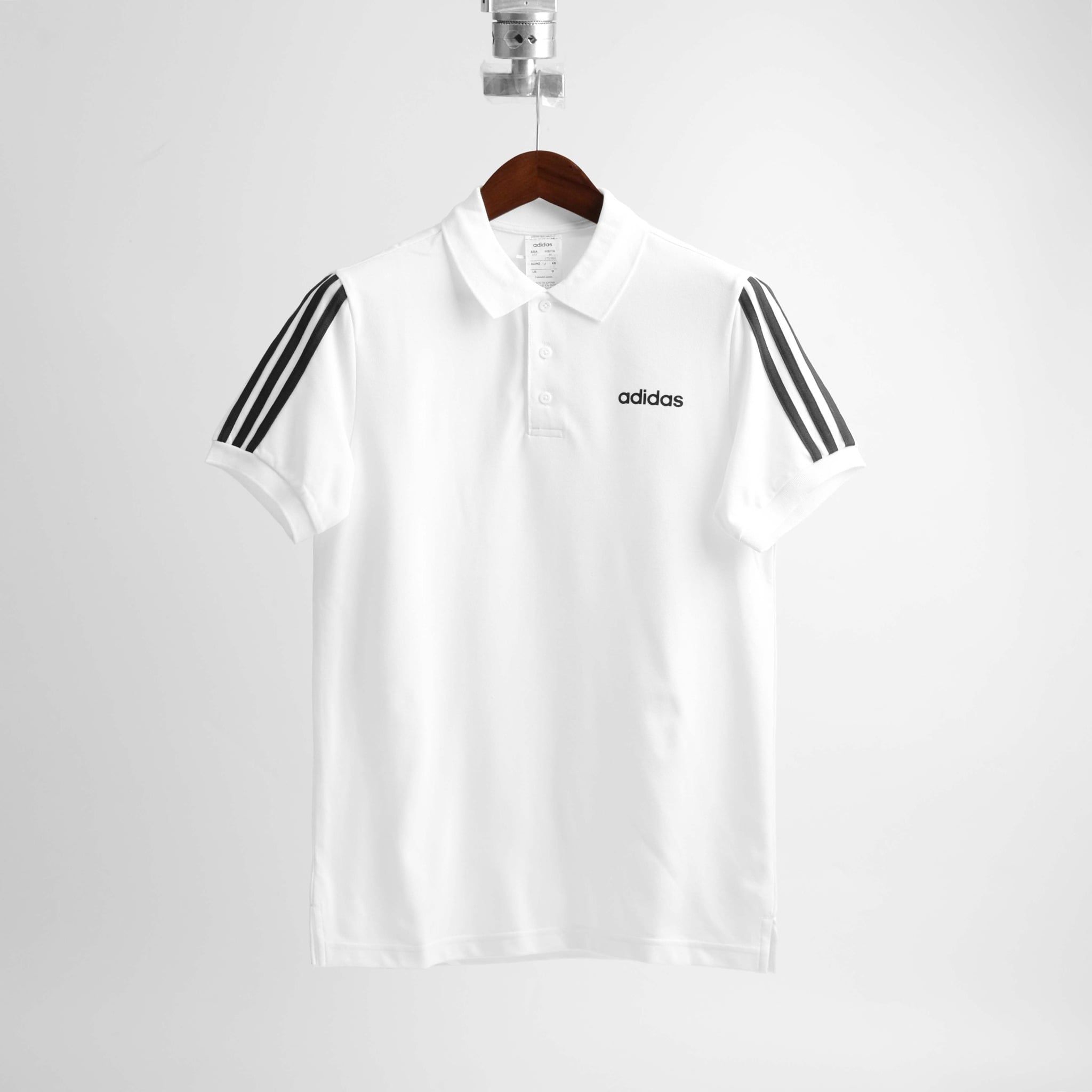  Polo Adidas 3 Sọc Logo Chữ Màu Trắng Hàng Chính Hãng EJ0926 