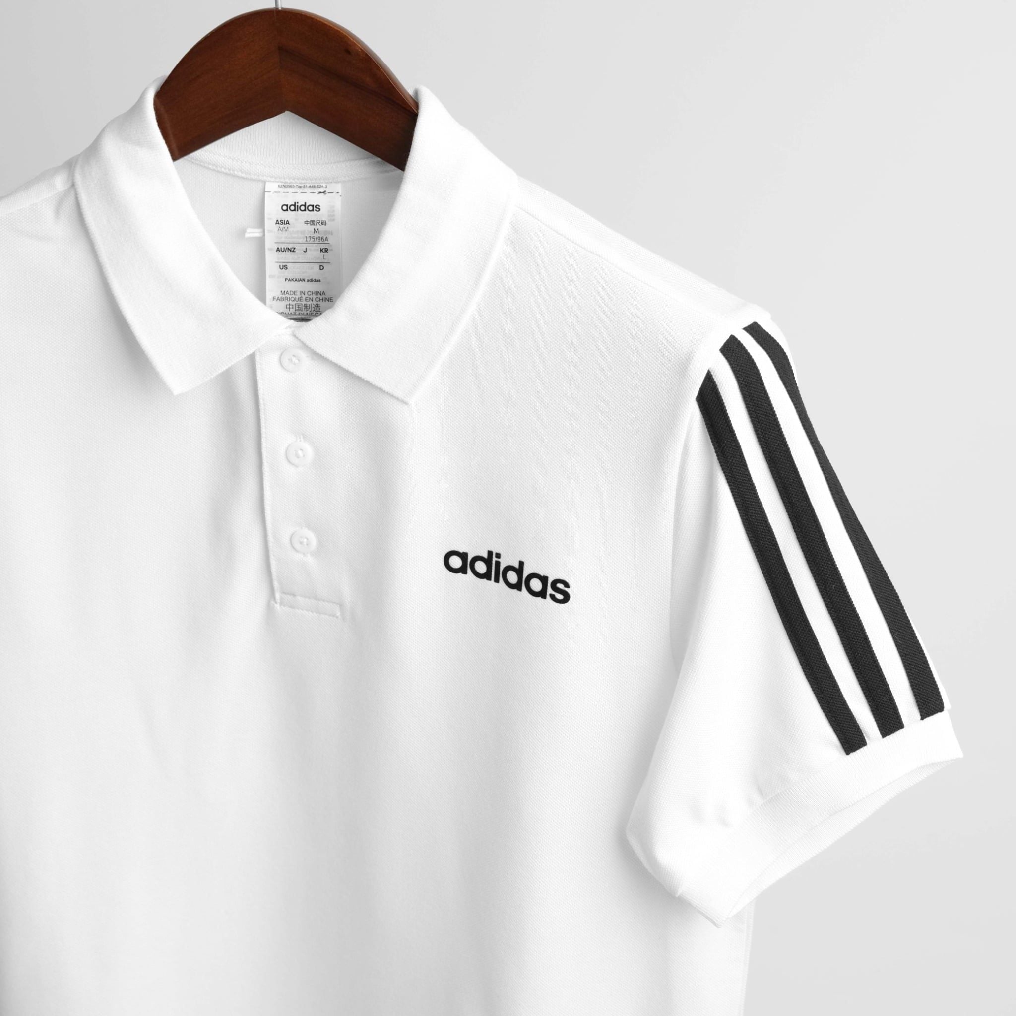  Polo Adidas 3 Sọc Logo Chữ Màu Trắng Hàng Chính Hãng EJ0926 