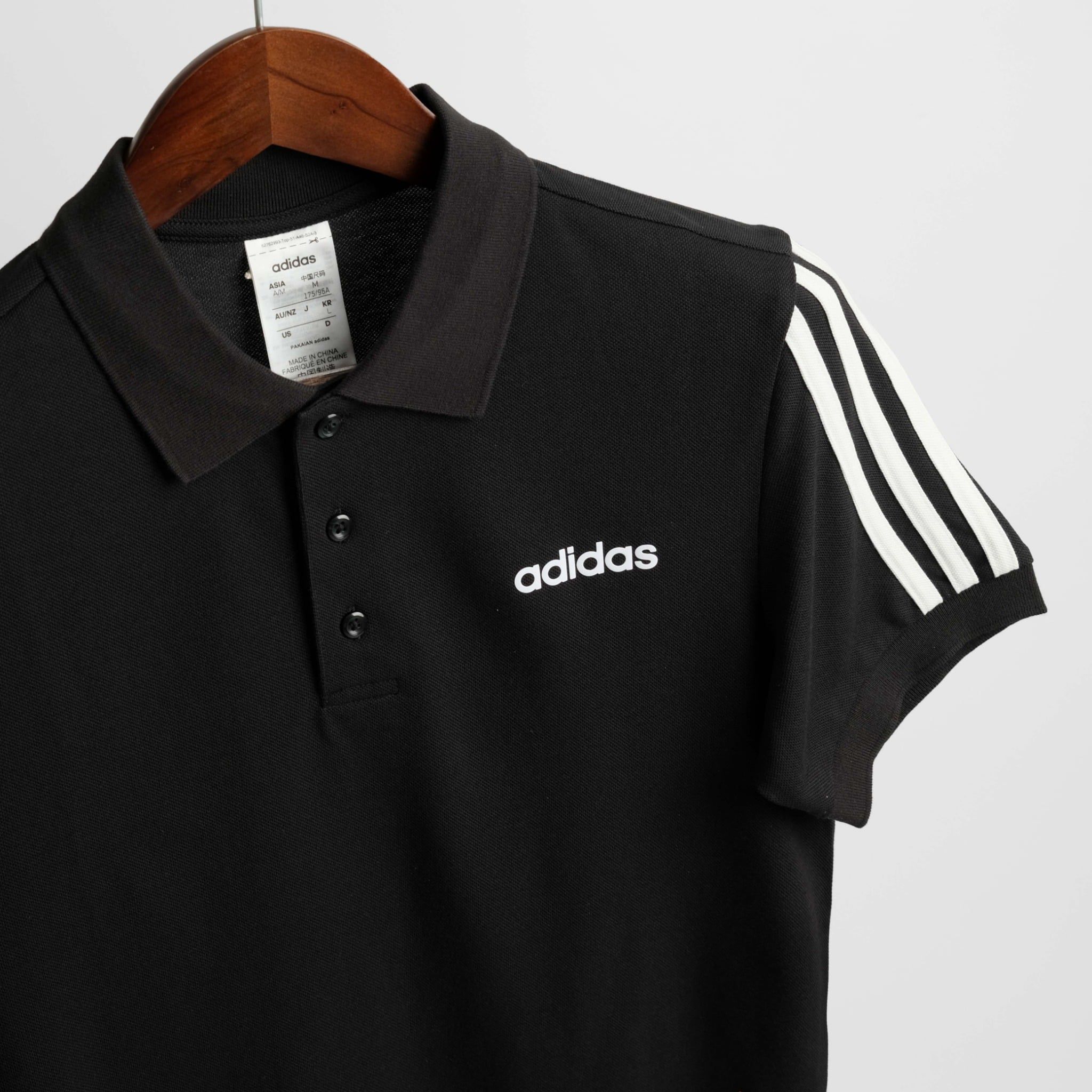  Polo Adidas 3 Sọc Logo Chữ Màu Đen Hàng Chính Hãng EJ0927 