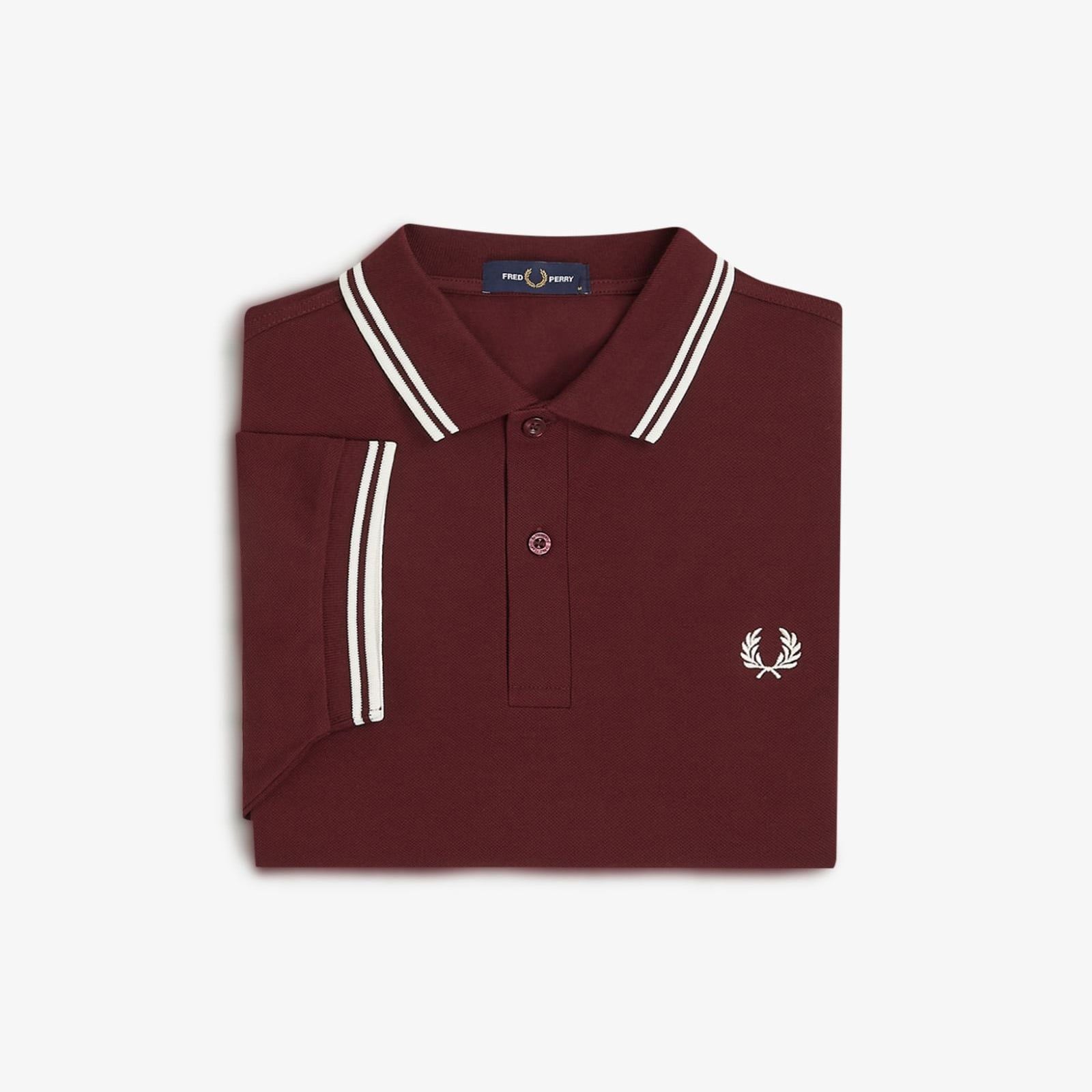  Polo Fred Perry Đỏ Mận Viền Hàng Chính Hãng 