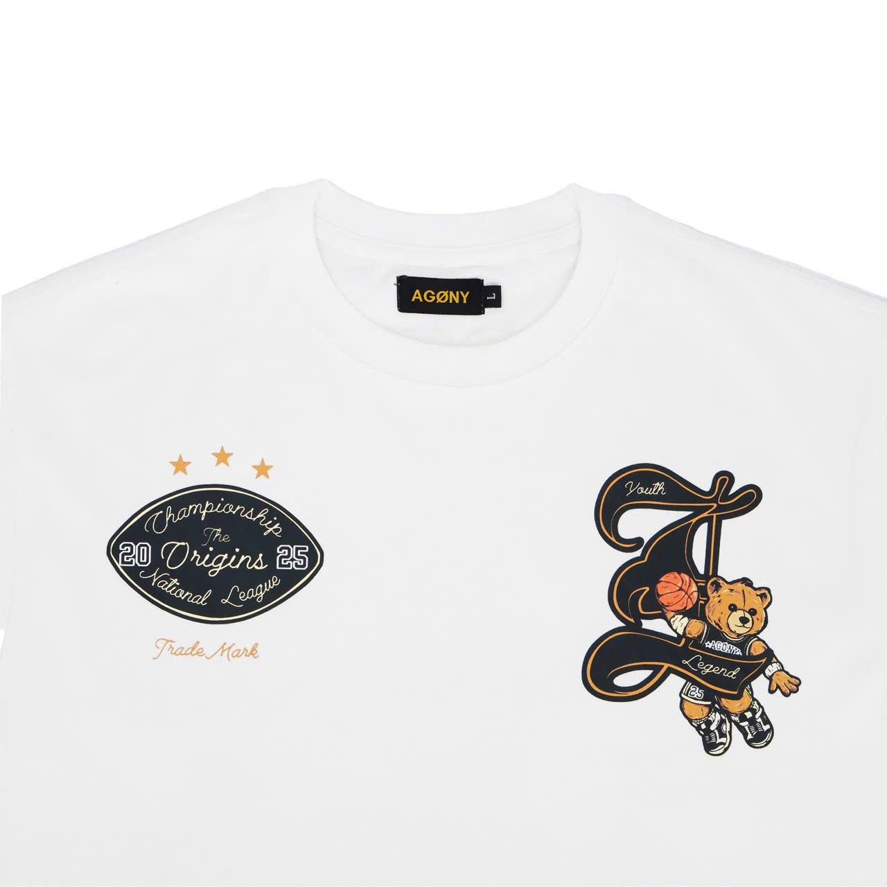  Áo Thun Agony Story LEGEND Basketball Bear Season 2025 Màu Trắng Hàng Chính Hãng 