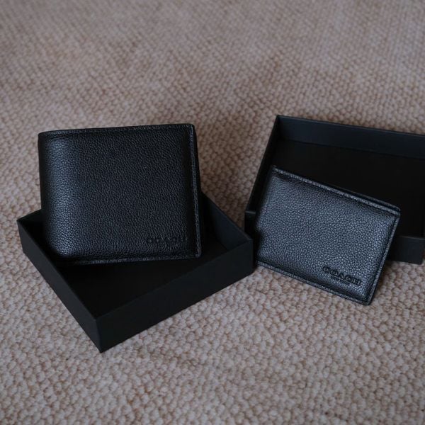  Ví Coach Đen Trơn Hàng Chính Hãng 