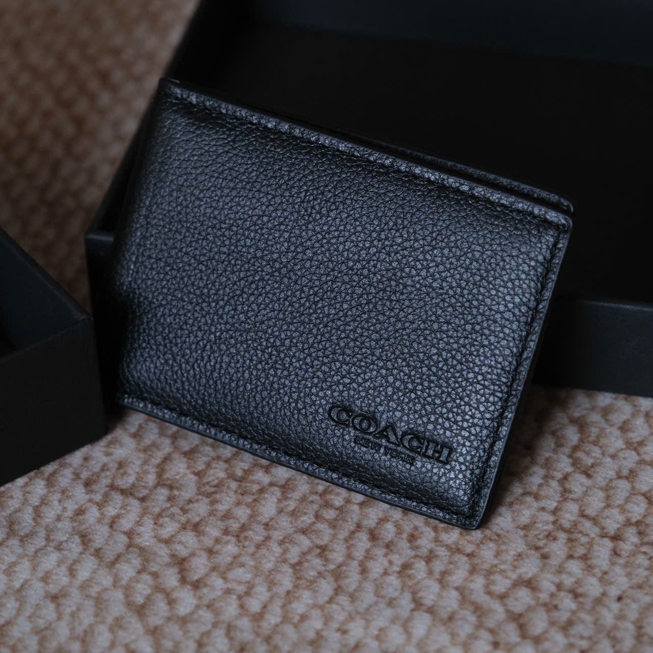  Ví Coach Đen Trơn Hàng Chính Hãng 