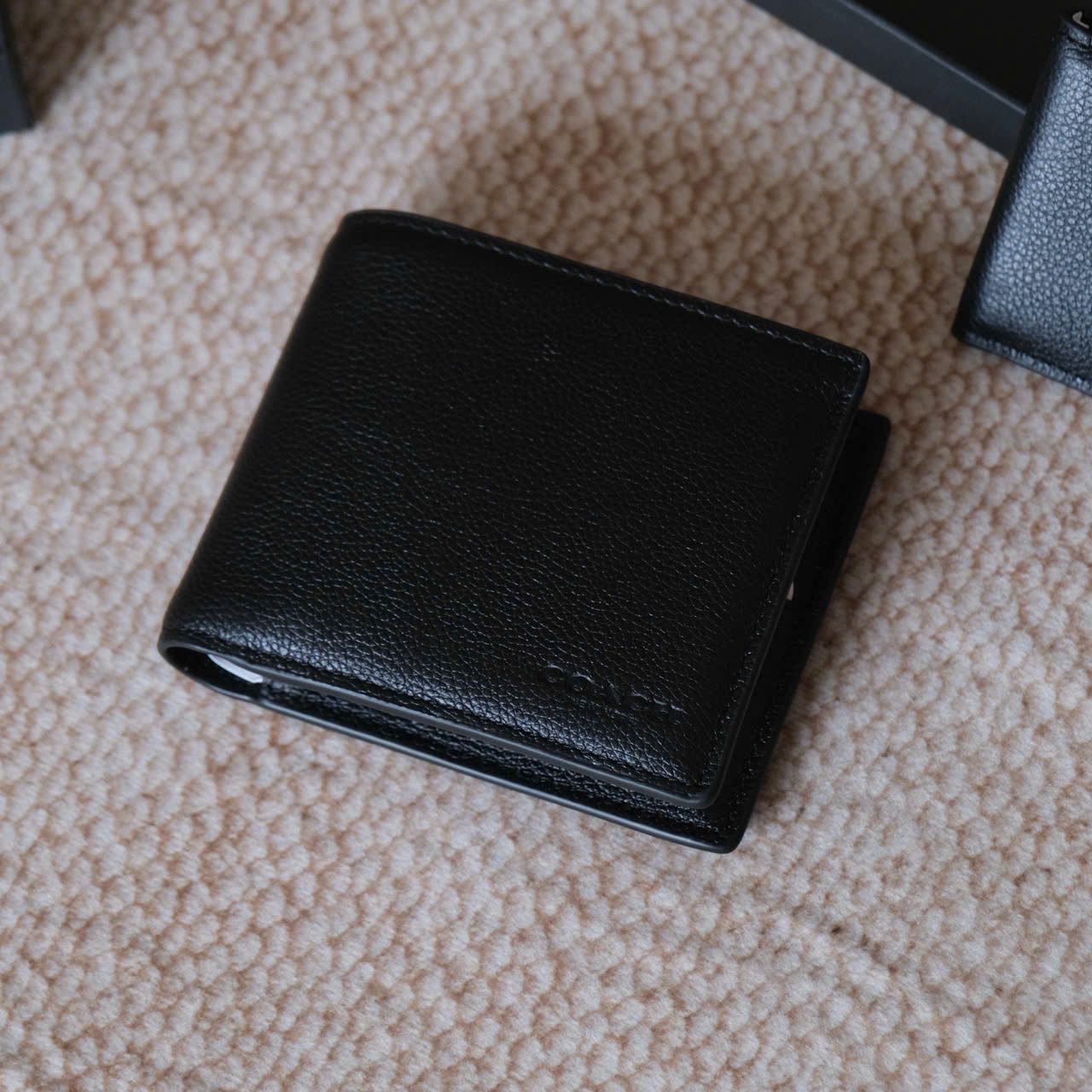  Ví Coach Đen Trơn Hàng Chính Hãng 