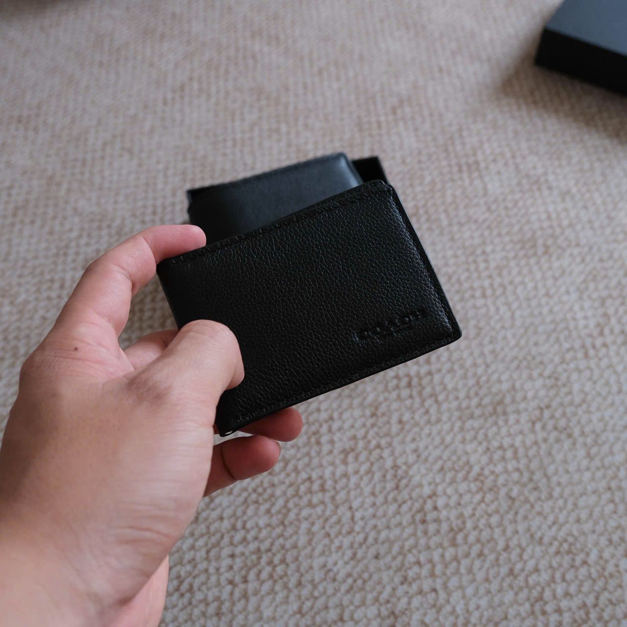  Ví Coach Đen Trơn Hàng Chính Hãng 