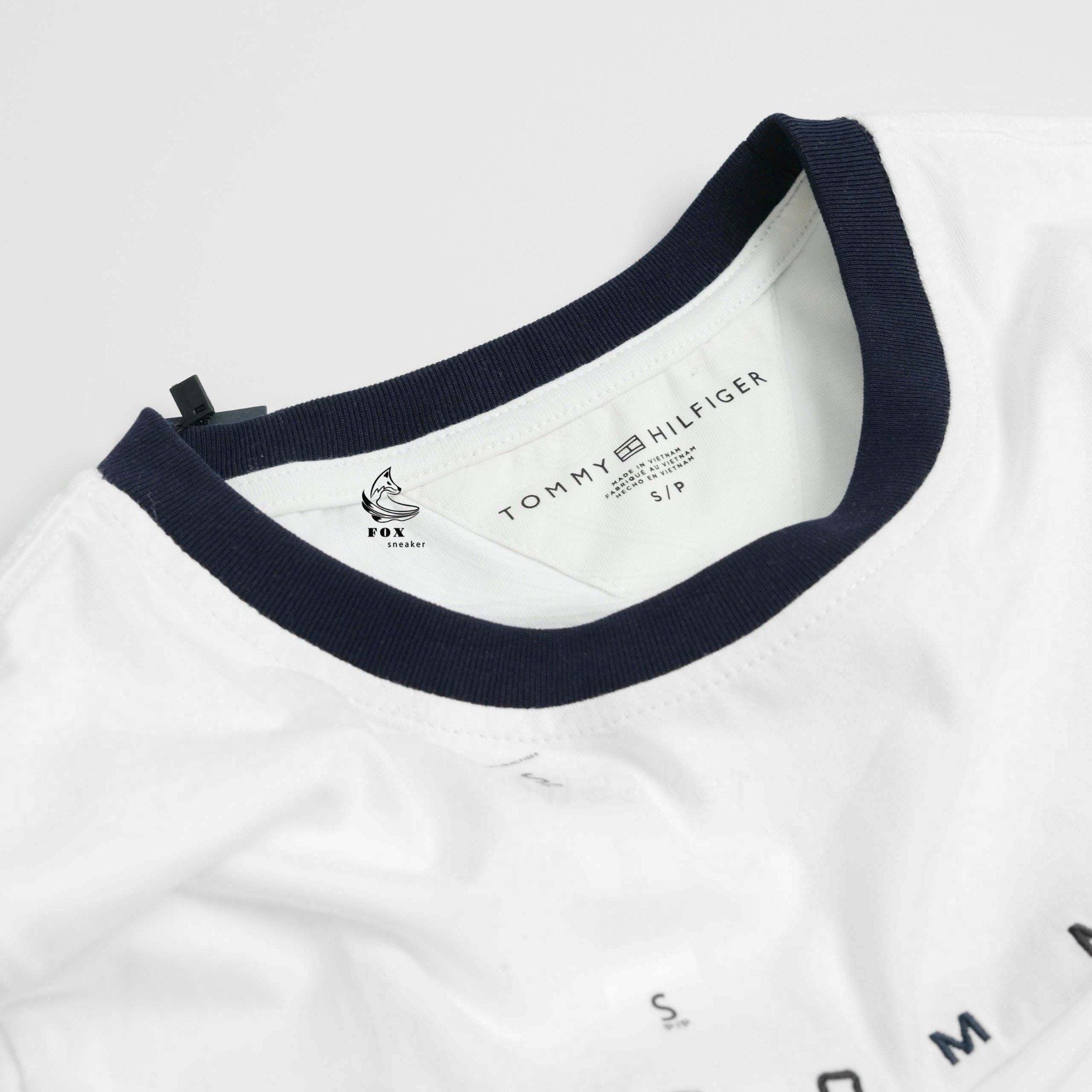  Áo Thun Tommy Hilfiger Herren Tino Trắng Sọc Ngực Hàng Chính Hãng | 7849807 100 