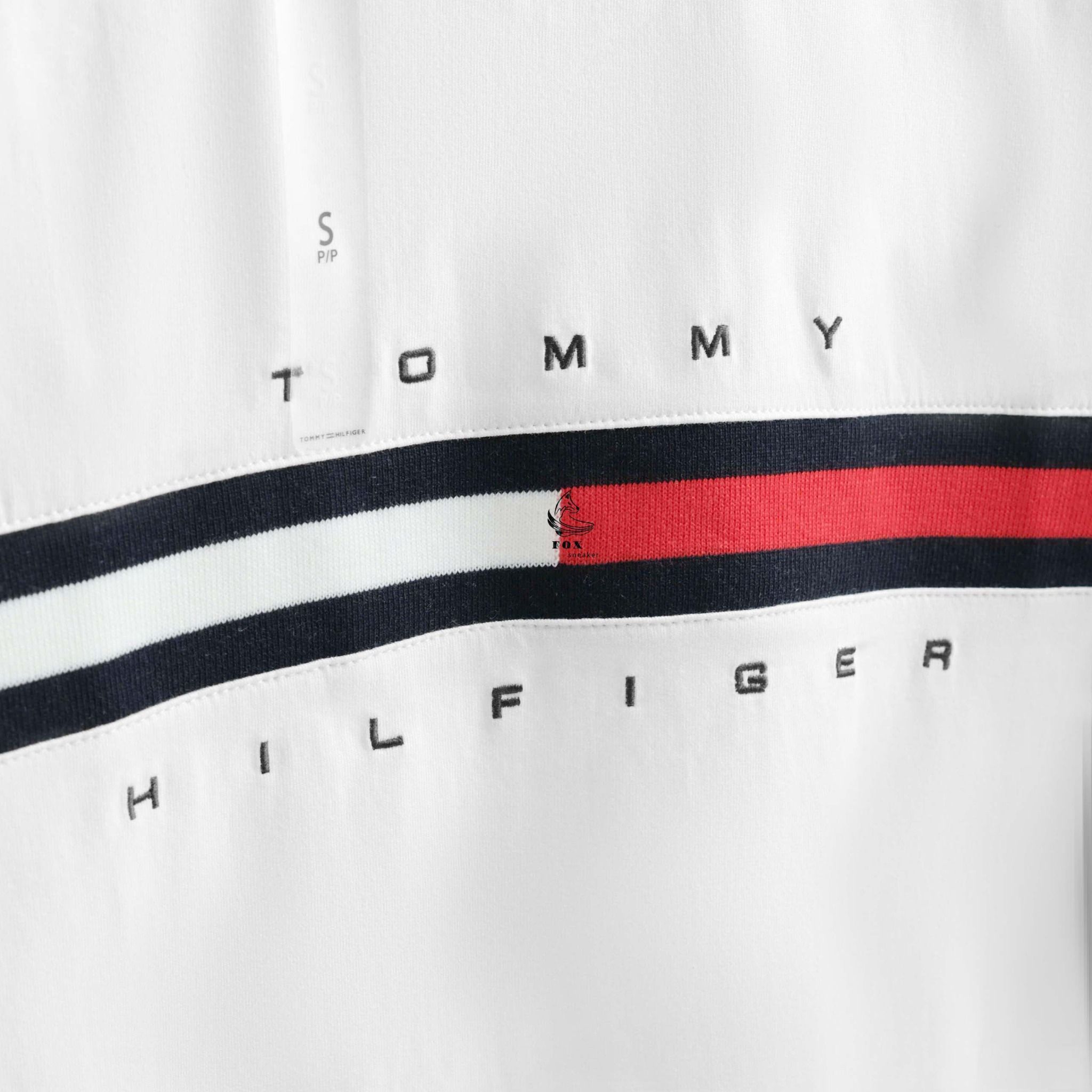  Áo Thun Tommy Hilfiger Herren Tino Trắng Sọc Ngực Hàng Chính Hãng | 7849807 100 