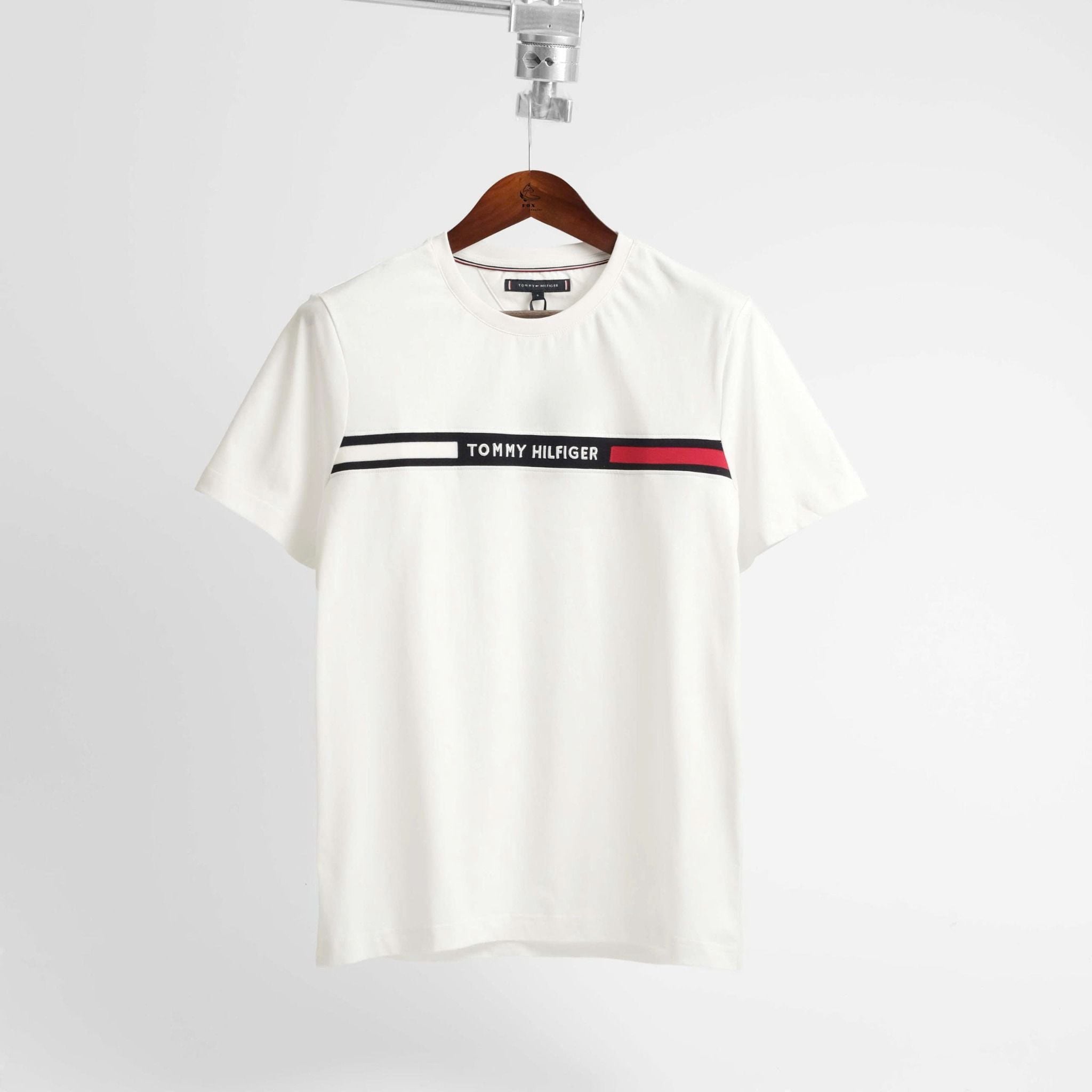  Tommy Hilfiger Crew Neck Logo Panel T-Shirt - Tommy Hilfiger 2025 White 