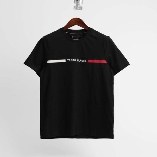  Tommy Hilfiger Crew Neck Logo Panel T-Shirt - Tommy Hilfiger 2025 Black 