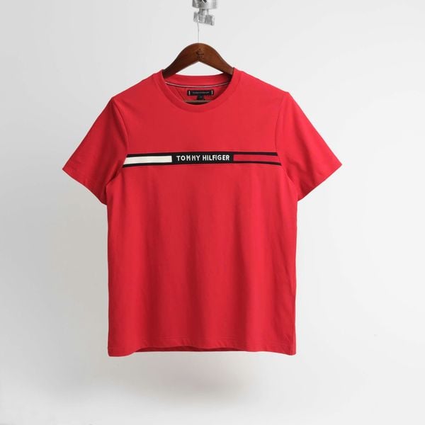  Tommy Hilfiger Crew Neck Logo Panel T-Shirt - Tommy Hilfiger 2025 Red 