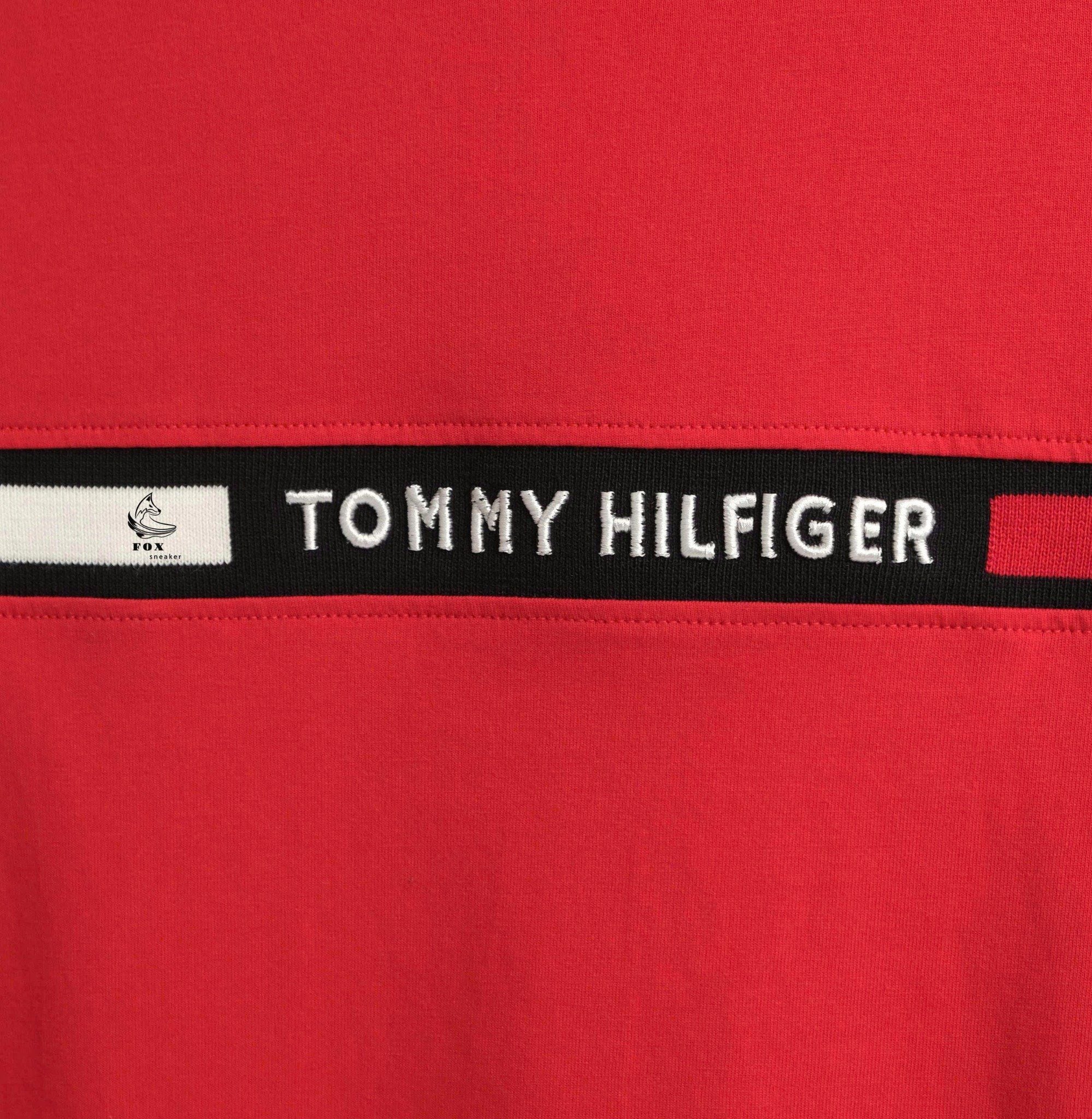  Tommy Hilfiger Crew Neck Logo Panel T-Shirt - Tommy Hilfiger 2025 Red 