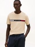  Tommy Hilfiger Crew Neck Logo Panel T-Shirt - Tommy Hilfiger 2025 Beige 
