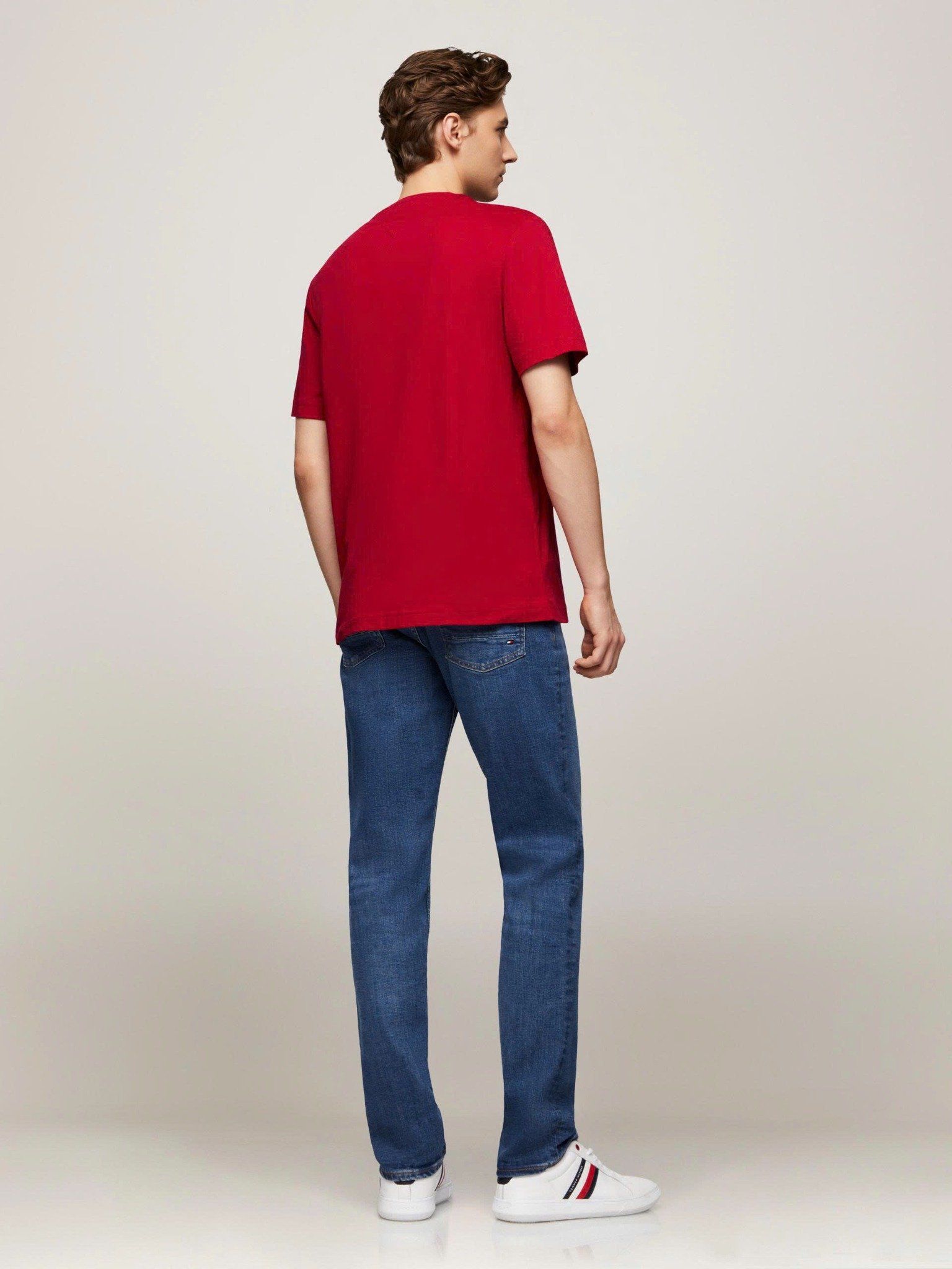  Tommy Hilfiger Crew Neck Logo Panel T-Shirt - Tommy Hilfiger 2025 Red 