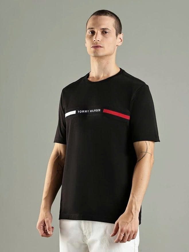  Tommy Hilfiger Crew Neck Logo Panel T-Shirt - Tommy Hilfiger 2025 Black 