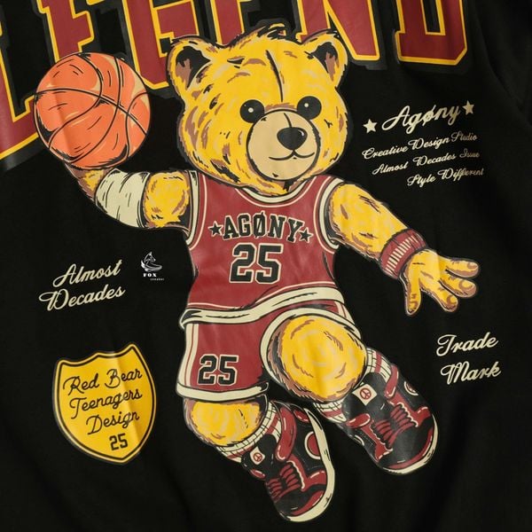  Áo Thun Agony Story LEGEND Basketball Bear Season 2025 Màu Đen Hàng Chính Hãng 