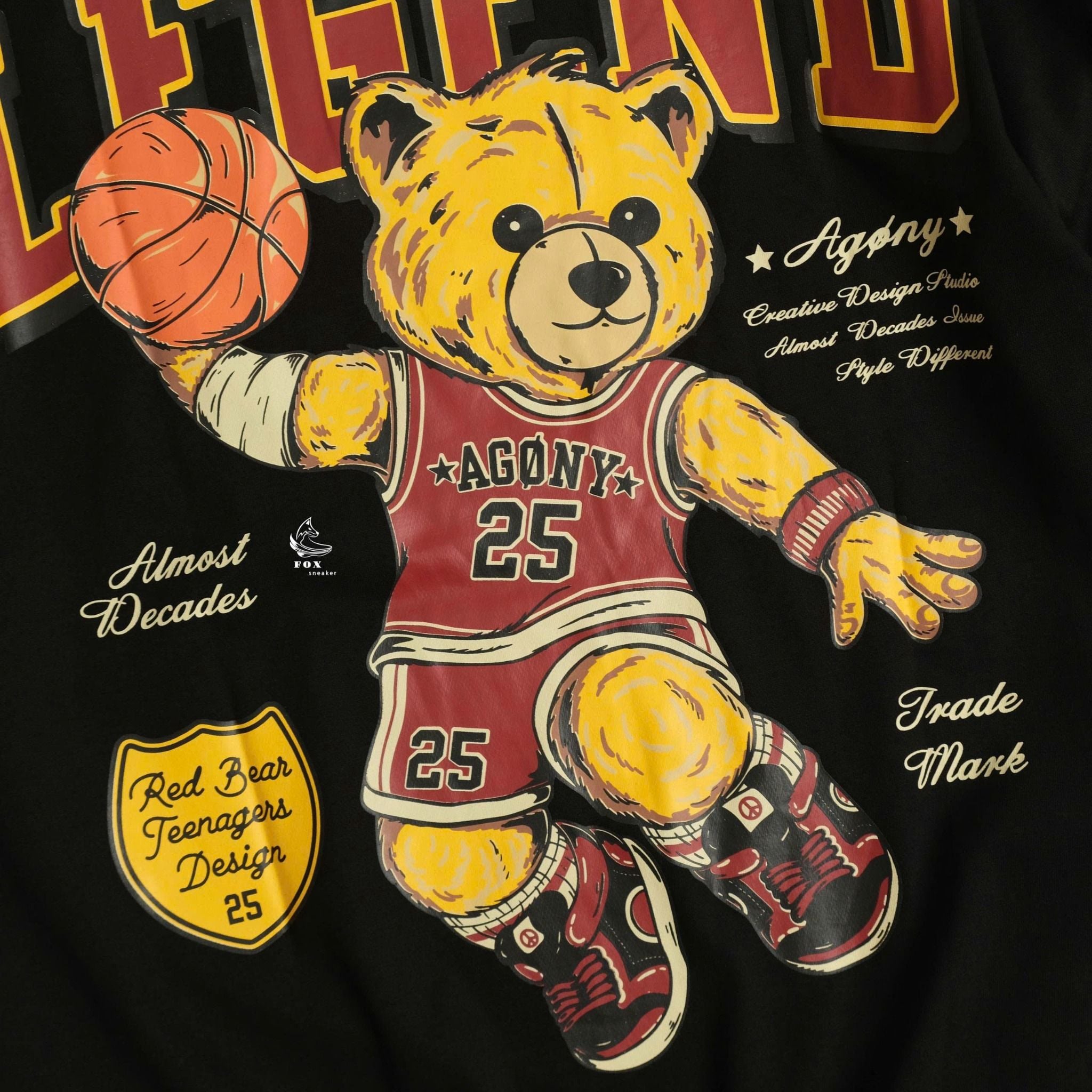  Áo Thun Agony Story LEGEND Basketball Bear Season 2025 Màu Đen Hàng Chính Hãng 