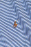 Sơ Mi Ralph Lauren Xanh Sọc Trắng Logo Nâu Navy  Hàng Chính Hãng