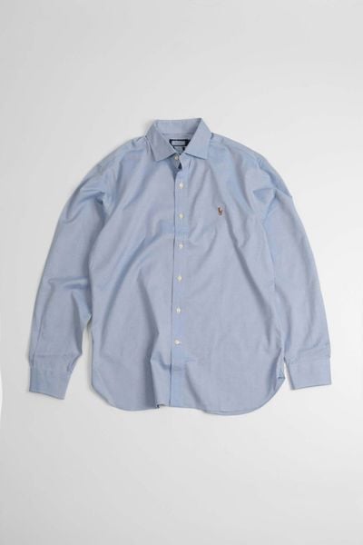 Sơ Mi Ralph Lauren Xanh Logo Nâu Hàng Chính Hãng