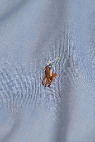 Sơ Mi Ralph Lauren Xanh Logo Nâu Hàng Chính Hãng