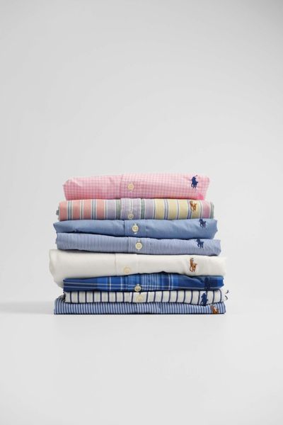 Sơ Mi Ralph Lauren  Trắng Logo Nâu Navy Hàng Chính Hãng