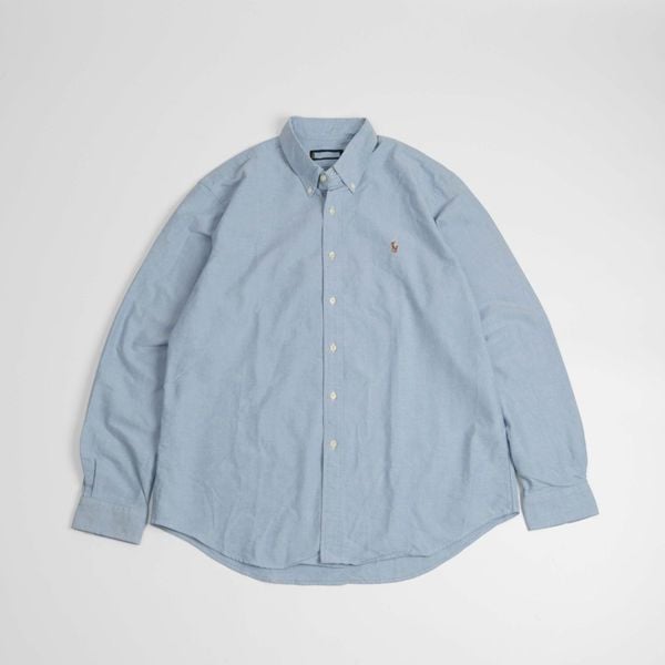 Sơ Mi Ralph Xanh Logo Nâu Navy