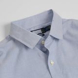 Sơ Mi Ralph Xanh Trơn Logo Navy