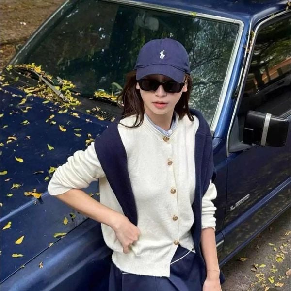  NÓN RALPH LAUREN NAVY LOGO TRẮNG 