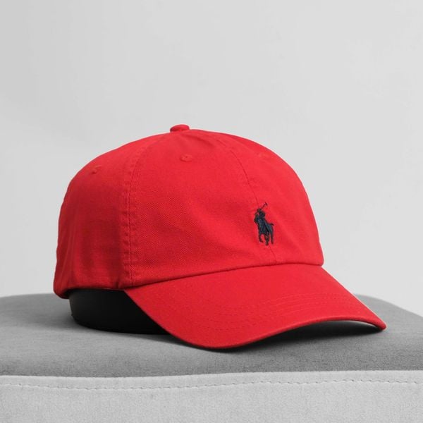  Mũ Nón Ralph Lauren Màu Đỏ Logo Đen 