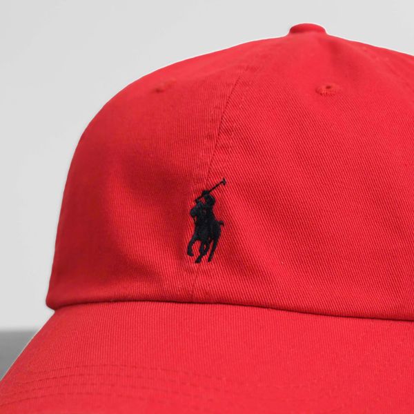  Mũ Nón Ralph Lauren Màu Đỏ Logo Đen 