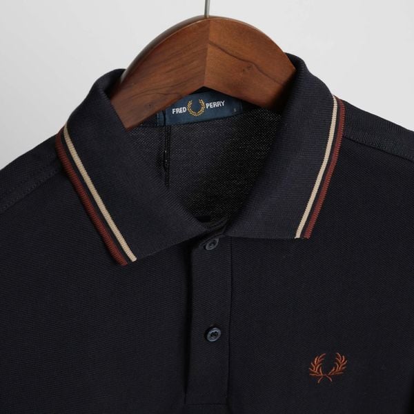  Polo Fred Perry Navy Viền Kem Hàng Chính Hãng 