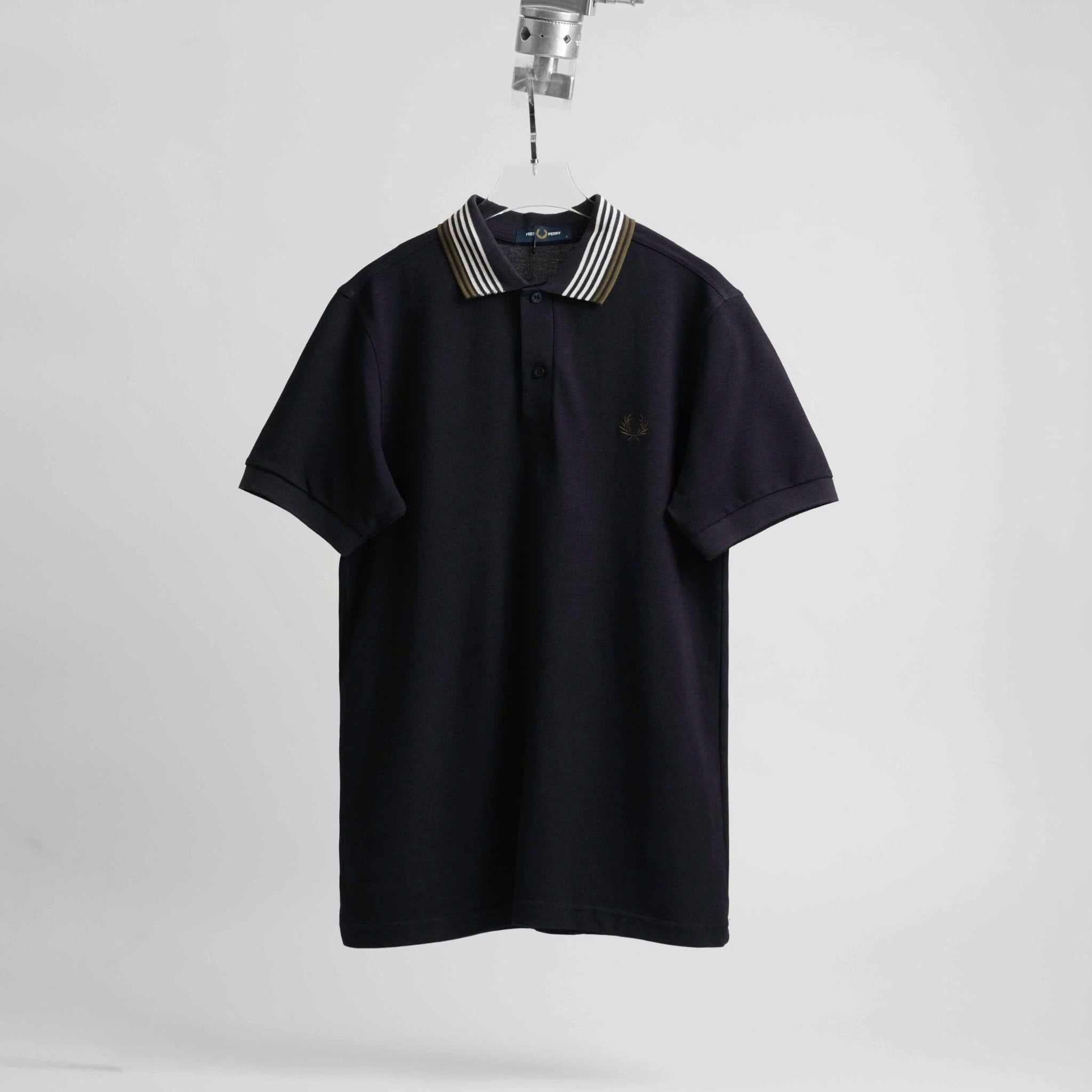  Polo Fred Perry Navy Cổ Nhiều Sọc Hàng Chính Hãng 