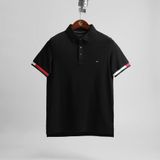  Polo Tommy Đen Tay Viền Hàng Chính Hãng 