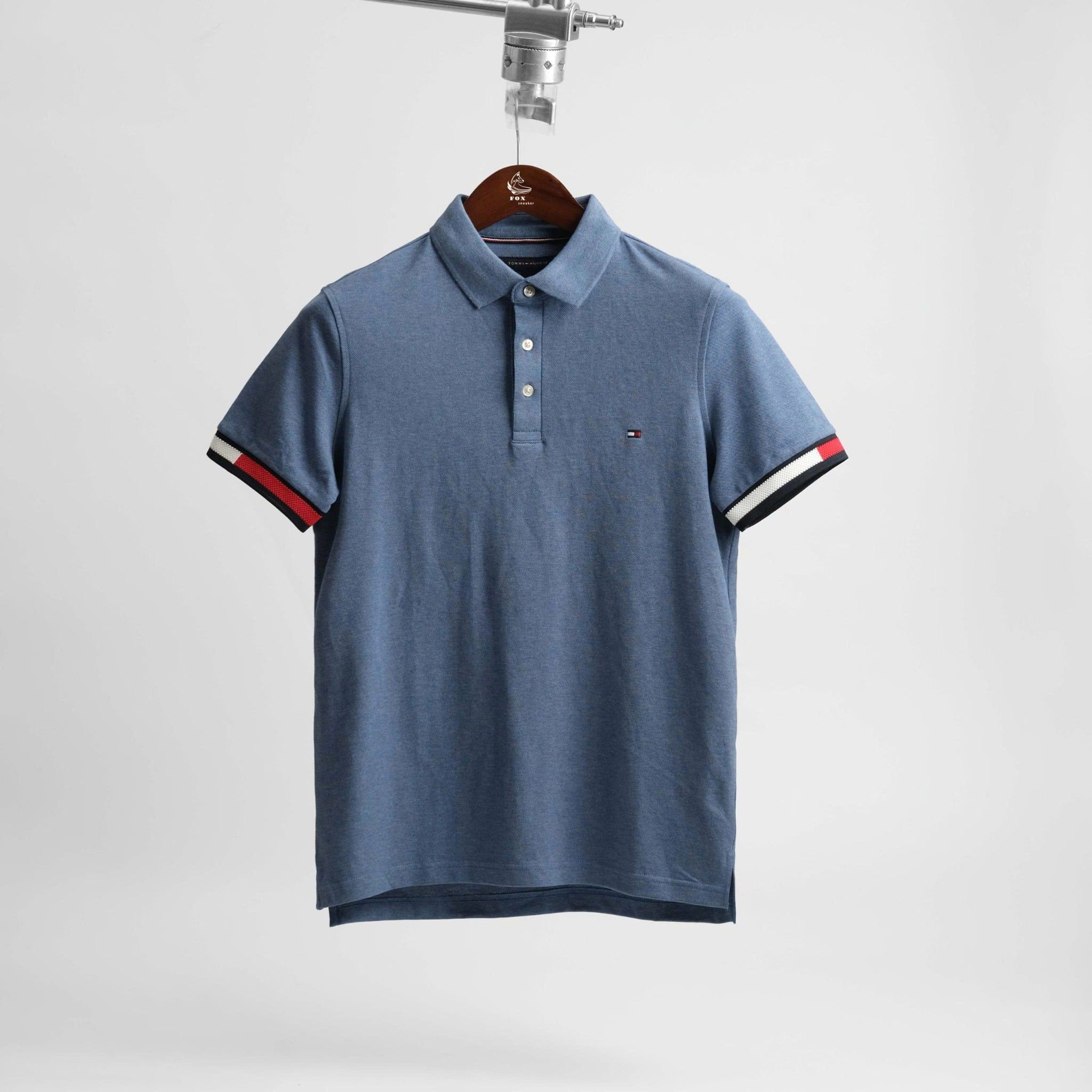  Polo Tommy Xanh Dương Tay Viền Hàng Chính Hãng 